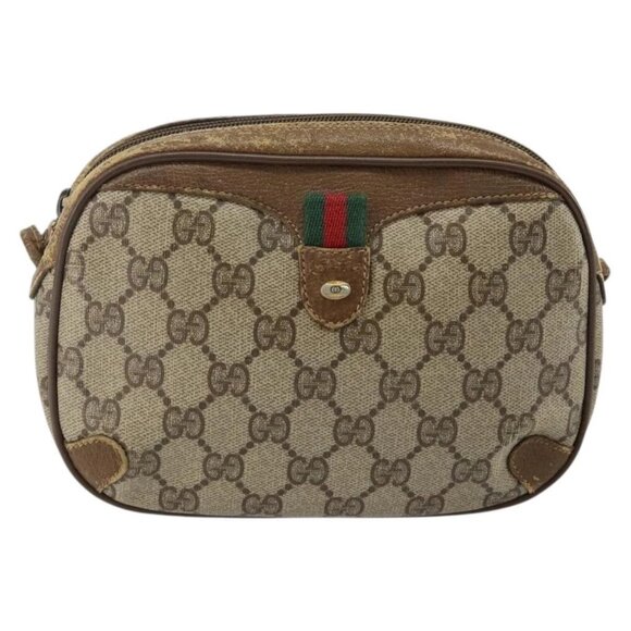 GUCCI GG Supreme Web Sherry Line Shoulder Bag PVC Beige 89 02 066 Auth 143576 - Picture 2 of 16